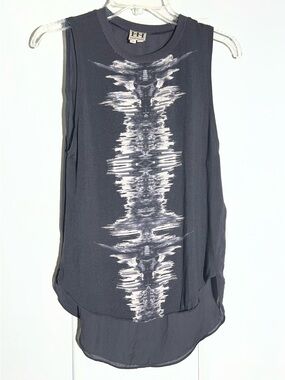Haute Hippie Black Silk Top with Abstract Front